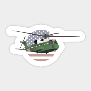 Green American Helicopter with Flag Sticker